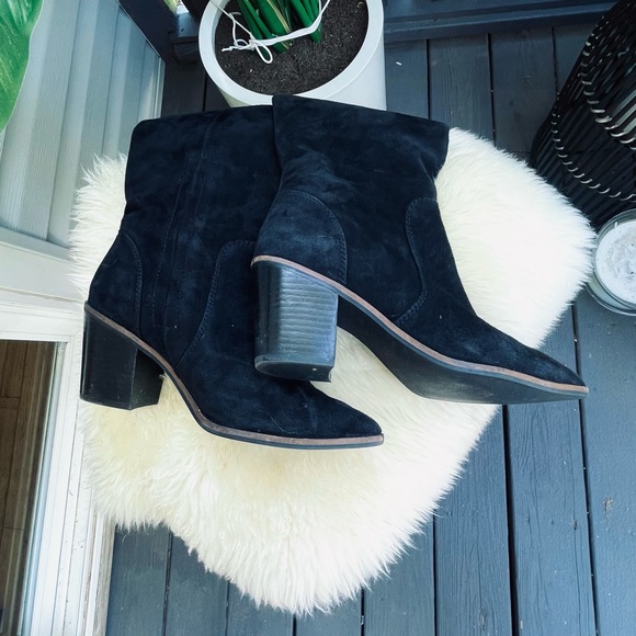 Cole Haan Knee High Boot - Black Suede with Block Heel - Picture 6 of 10